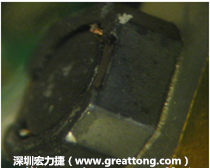 使用銀(Ag)鍍層的電源電感器(Power Inductors)，經過推力測試后，零件端點上已經看不到任何鍍層的痕跡了，所以其耐推力就比較小。