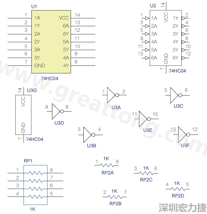 圖1 半導體元件供應商所畫的電路圖符號是模擬元件的接腳圖，而非訊號流程。