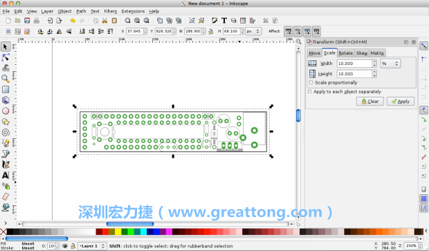 首先，你需要取得電路板設計圖的PNG圖檔，才能在上面進行繪制。這件事做起來比用說的難上許多，而其中一種方法如下所示（我們會先假設你正在使用Inkscape向量繪圖工具）。